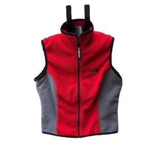 Vnt The North Face Women's Fleece Full Zip Vest 90's Red and Gray Size S Petit